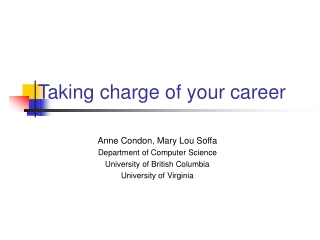 Taking charge of your career