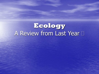 Ecology A Review from Last Year  