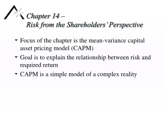 Chapter 14 –  Risk from the Shareholders’ Perspective