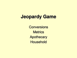 Jeopardy Game