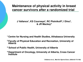 Maintenance of physical activity in breast cancer survivors after a randomized trial