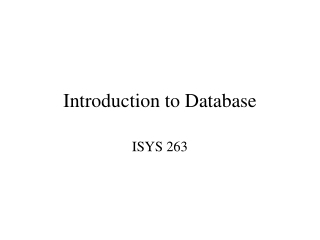 Introduction to Database