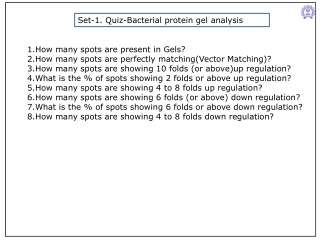 1.How many spots are  present  in Gels? 2.How many spots are perfectly matching(Vector Matching)?