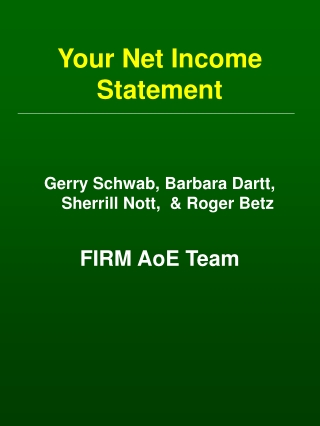 Your Net Income Statement