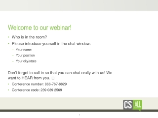 Welcome to our webinar!