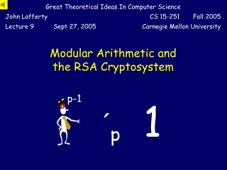 Modular Arithmetic and  the RSA Cryptosystem