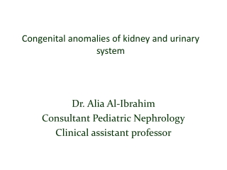 Congenital anomalies of kidney and urinary system