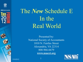 The  New  Schedule E In the  Real World