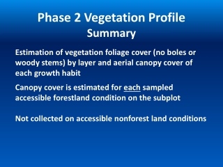 Phase 2 Vegetation Profile Summary