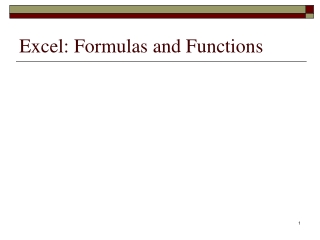 Excel: Formulas and Functions