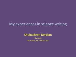 My experiences in science writing