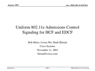 Uniform 802.11e Admissions Control Signaling for HCF and EDCF