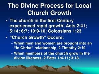 The Divine Process for Local Church Growth