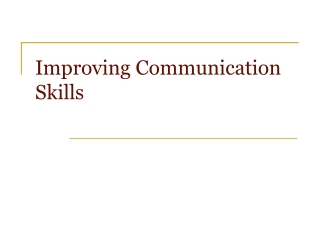 Improving Communication Skills