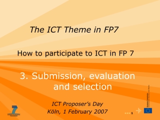 The ICT Theme in FP7 How to participate to ICT in FP 7