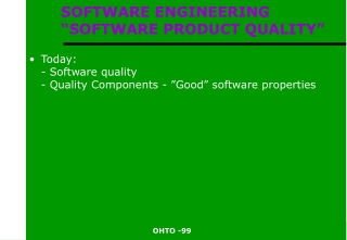 SOFTWARE ENGINEERING  “SOFTWARE PRODUCT QUALITY”