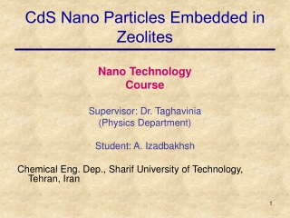 CdS Nano Particles Embedded in Zeolites