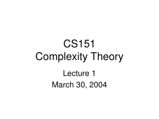 CS151 Complexity Theory