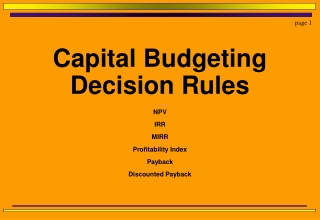 Capital Budgeting Decision Rules