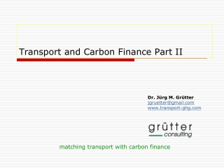 Transport and Carbon Finance Part II