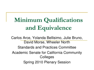 Minimum Qualifications and Equivalence