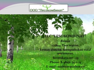 LLC “LESOKOMBINAT” Russia 171894,  Tver region ,