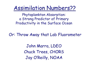 Assimilation Numbers??