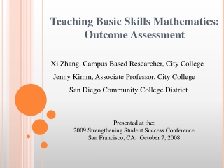 Teaching Basic Skills Mathematics: Outcome Assessment