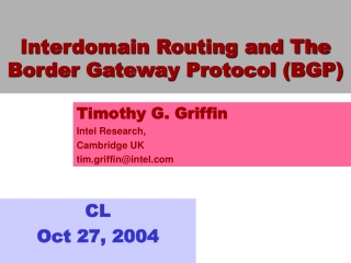 Interdomain Routing and The Border Gateway Protocol (BGP)