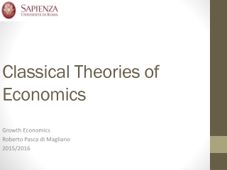 Classical Theories  of  Economics