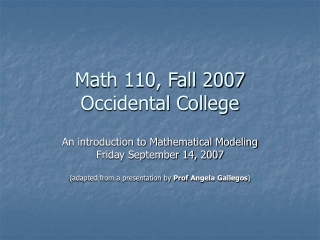 Math 110, Fall 2007 Occidental College