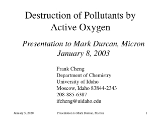 Destruction of Pollutants by Active Oxygen