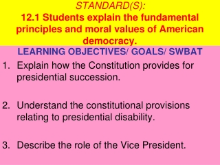 LEARNING OBJECTIVES/ GOALS/ SWBAT