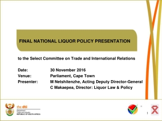 FINAL NATIONAL LIQUOR POLICY PRESENTATION