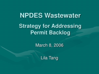 NPDES Wastewater Strategy for Addressing Permit Backlog