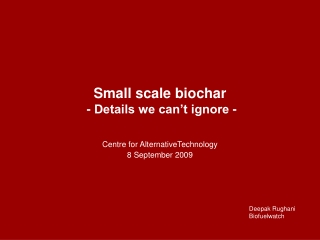 Small scale biochar  - Details we can’t ignore -