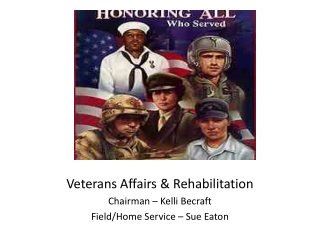 Veterans Affairs &amp; Rehabilitation Chairman – Kelli Becraft Field/Home Service – Sue Eaton