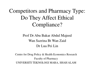 Competitors and Pharmacy Type: Do They Affect Ethical Compliance?