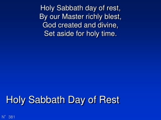 Holy Sabbath Day of Rest