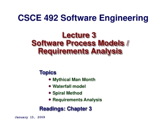 Lecture 3  Software Process Models /  Requirements Analysis