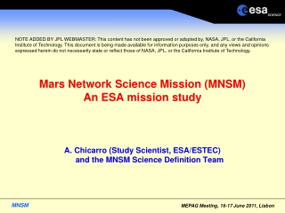 Mars Network Science Mission (MNSM) An ESA mission study