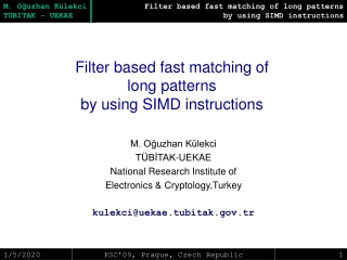 Filter based fast matching of  long patterns  by using SIMD instructions