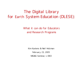 The Digital Library  for  Earth  System Education (DLESE):