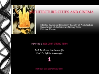 MIM 482 E  2006-2007 SPRING TERM Prof. Dr. Orhan Hacıhasanoğlu Prof. Dr. Işıl Hacıhasanoğlu 1