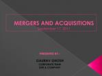 MERGERS AND ACQUISITIONS September 17, 2011