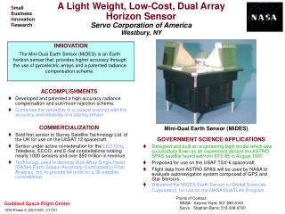 A Light Weight, Low-Cost, Dual Array Horizon Sensor Servo Corporation of America Westbury, NY