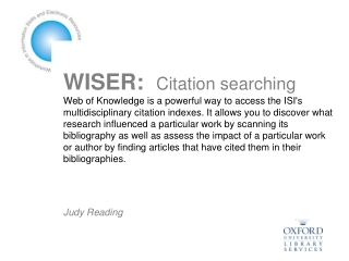 WISER:   Citation searching