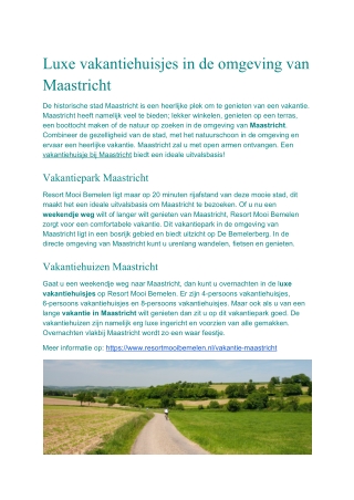 Vakantie Maastricht - Resort Mooi Bemelen