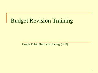 Budget Revision Training