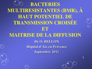 BACTERIES MULTIRESISTANTES (BMR), À HAUT POTENTIEL DE TRANSMISSION CROISÉE ET MAITRISE DE LA DIFFUSION